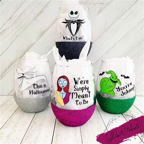 Nightmare Before Christmas Wine Glass Collection Etsy