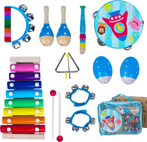 Wooden Musical Instruments Set For Toddlers 1 3 Natural