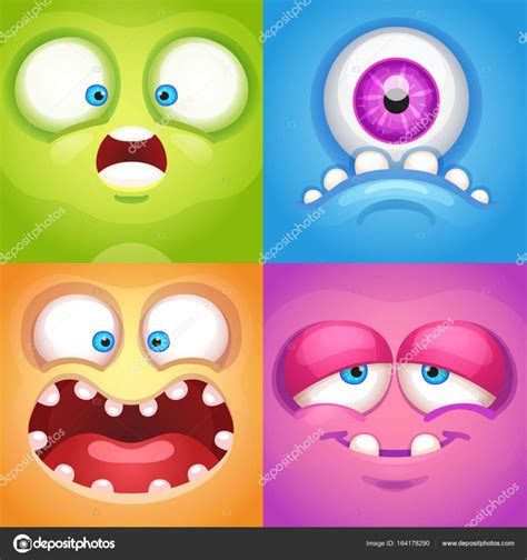 Cartoon Monster Faces Stock Vector Image By ©realillusuion 164178290