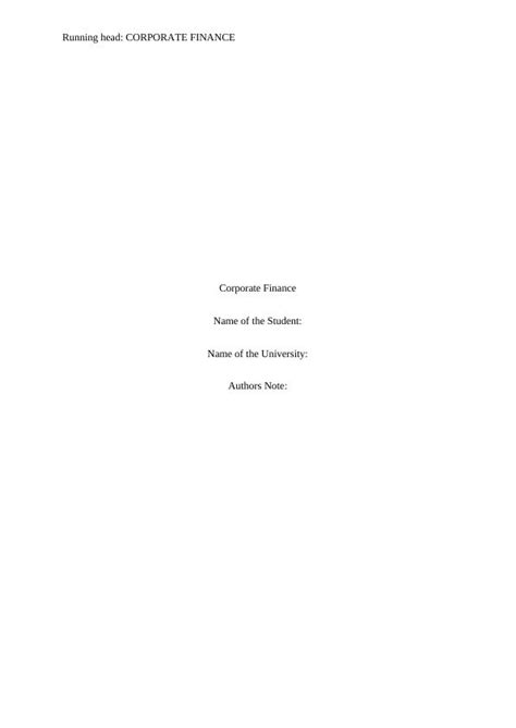 Corporate Finance Study Material And Solved Assignments
