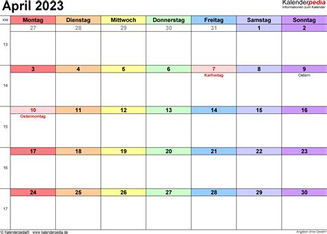 Kalender April 2023 Als Pdf Vorlagen