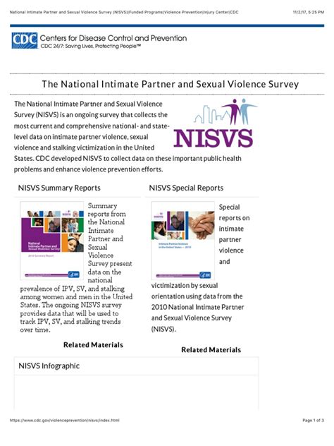 The National Intimate Partner And Sexual Violence Survey Nisvs Summary