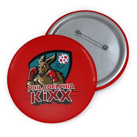 Philadelphia KiXX Logo Pin Buttons (Red) - Arena Soccer League