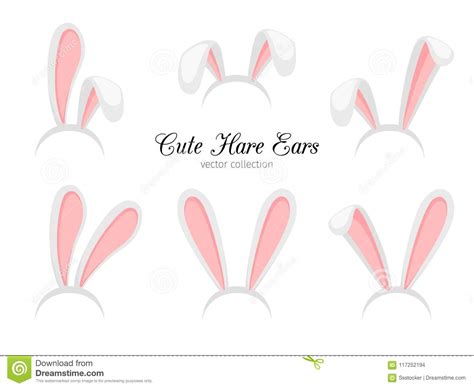 Hare Ears Vector Funny Cartoon Easter Rabbit Or Bunny