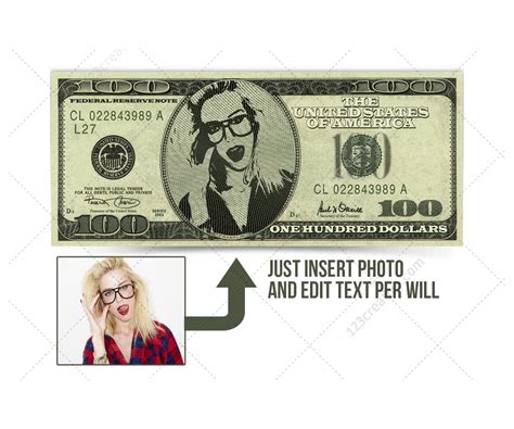 Dollar Bill Mockup Template Psd With Editable Face Photo And Text High