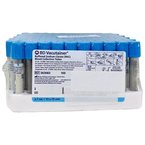 Bd Vacutainer Citrate Plus Plastic Blood Collection Tubes