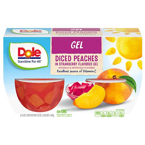 Dole Gel Diced Peaches 4 43 Oz Cups Peaches Valli Produce