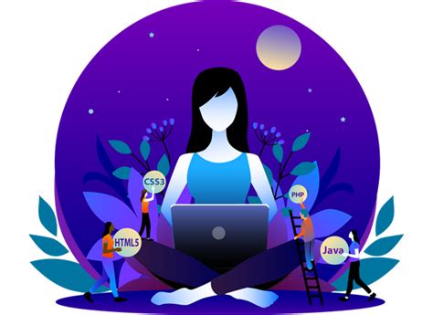 Best Free Women Web Developer With Laptop Illustration Download In Png