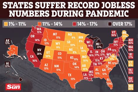 unemployment map shows huge jobless spikes across the country with record highs in 43 states