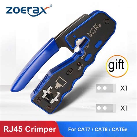 Rj45 Crimp Tool Pass Through Crimper Cutter For Cat6a Cat6 Cat5 Cat5e