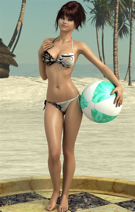 Wallpaper Women Model Long Hair 3D Brunette Beach CGI Black