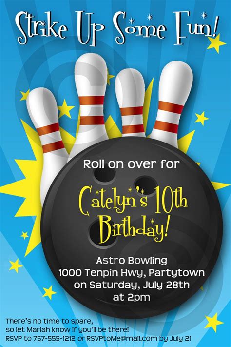 Bowling Birthday Party Invitations Printable