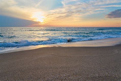 Tropical Sandy Beach Sunset Seascape Stock Photo Image Of Seascape