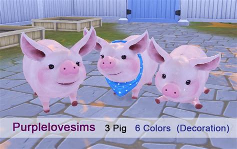 Tera Pig S4cc 3 Pig 6 Colors Decoration Downlaod Sims Pets
