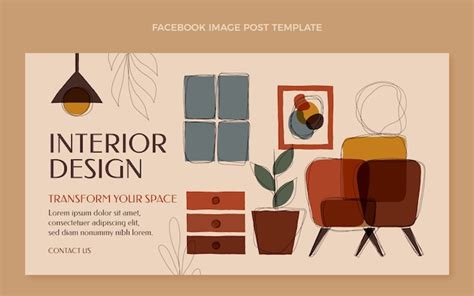 Premium Vector Flat Design Interior Design Facebook Post Template