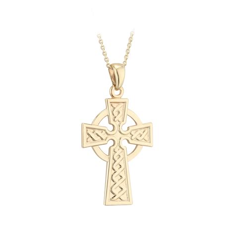 Irish Necklace 10k Gold Celtic Cross Pendant At Ijsv04292