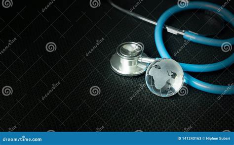 Stethoscopes On Black Background Image Close Up Stock Image Image Of