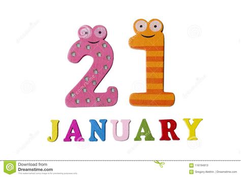 January 21 On White Background Numbers And Letters Stock Illustration