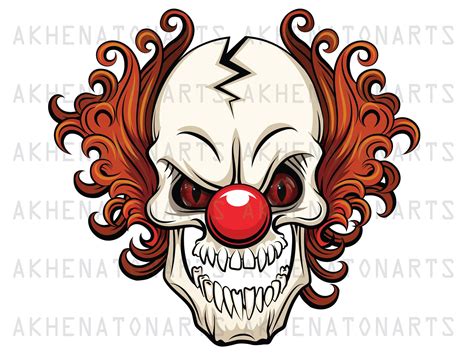 Clown Png Pennywise Clown Skull Clown Horror Scary Etsy