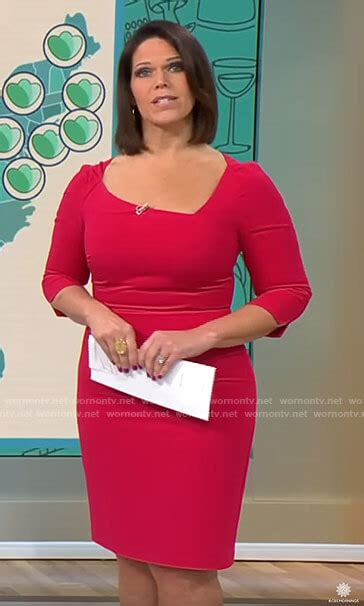 Wornontv Dana Jacobsons Pink Asymmetric Neckline Dress On Cbs This