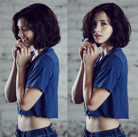 Emily Rudd Women Model Brunette Blue Eyes Skinny Crop Top Short