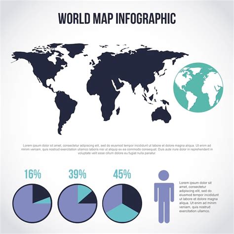 Premium Vector World Map Infographic Pie Chart Population