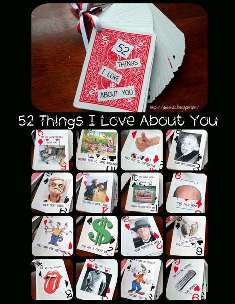 52 Things I Love About You Deck Of Cards Template