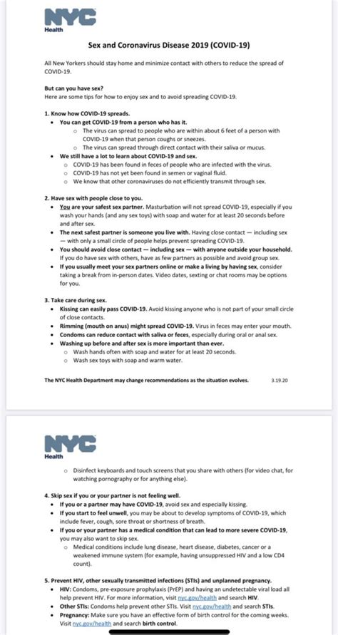 Fyi Nyc Health Tips On How To Enjoy Sex And Avoid Spreading Covid 19