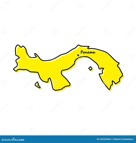Simple Outline Map Of Panama With Capital Location Stock Vector