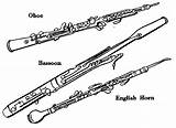 Oboe Instruments Reed Instrument Double Bassoon Woodwind Wind Coloring Clarinet Template Playing Which sketch template