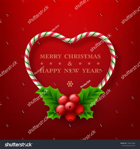 Christmas Background Heartshaped Frame Made Candy Stock Vector Royalty