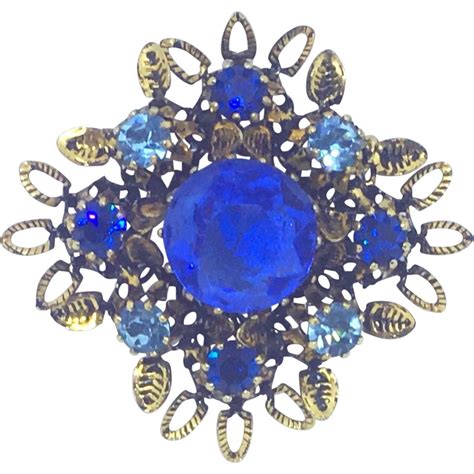 Vintage Blue Made In Austria Rhinestone Pin Brooch Found At