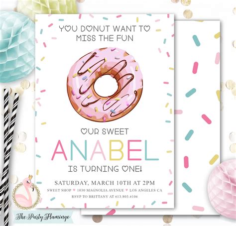 Donut Birthday Invitation Donut Invitation 1st Birthday Etsy In 2021