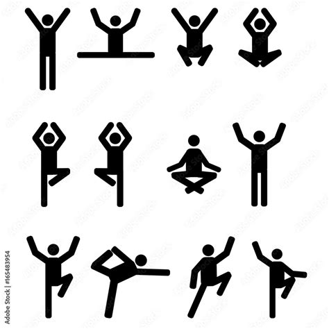 Stick Figures Set In Yoga Pose Icon Vector Illustration Stock Vector