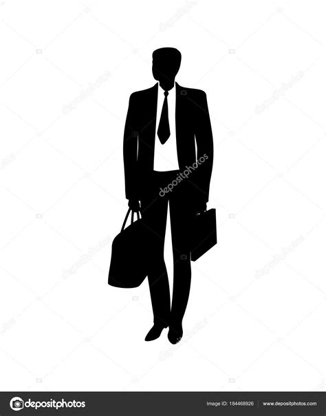 Business Young Man Bag Briefcase Vector Illustration — Stock Vector