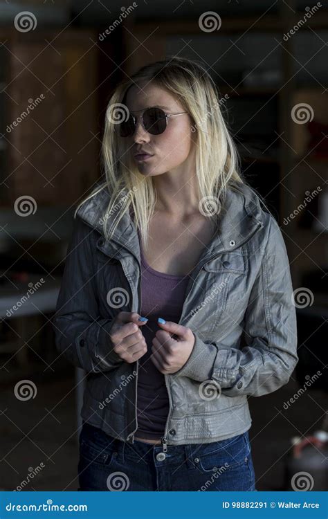 Blonde Model Posing In A Barn Stock Image Image Of Black Lifestyle