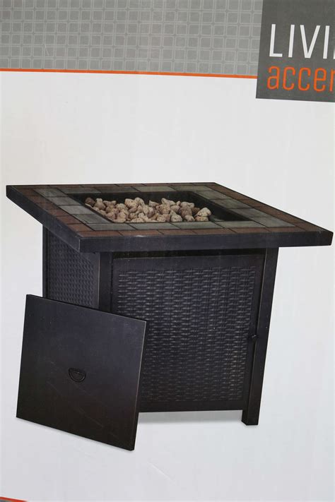Metal fire pit cool fire pits wood burning fire pit concrete table top fireplace garden wood fireplace round fire pit copper accents fire pit table. Albrecht Auctions | Living Accents 30" Square Gas Fire Pit ...