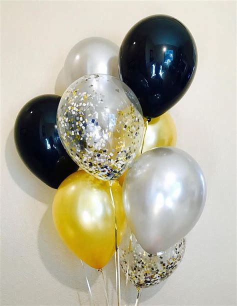 Black Silver Gold Balloons New Years Balloons Black And Gold Ash Grad