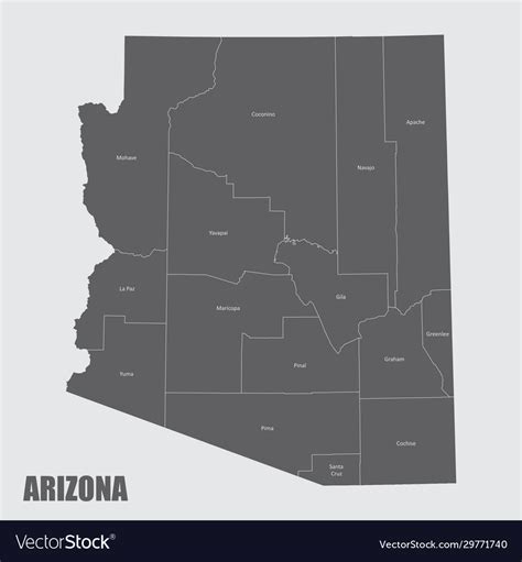 Arizona Counties Map Royalty Free Vector Image