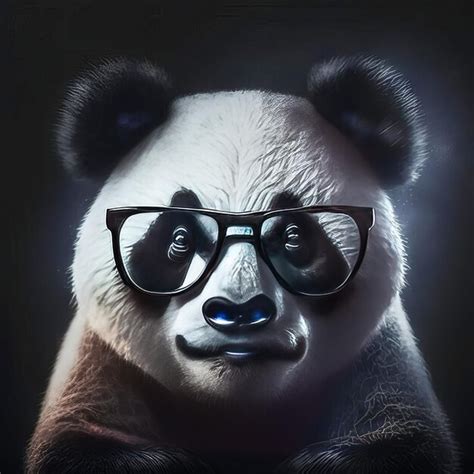 Premium Ai Image Wise Animal With Glasses Portrait Of A Panda Bear In
