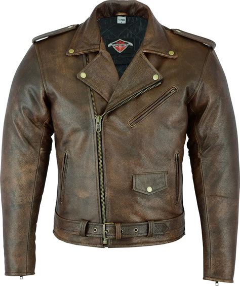 Mens Marlon Brando Style Motorcyclemotorbike Cowhide Leather Jacket In