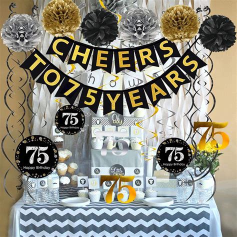 Famoby 75th Birthday Party Decorations Set Gold Glittery Cheers To 75