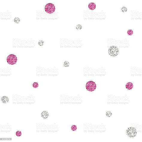 Seamless Pink And Silver Dot Glitter Pattern On White Background Stock