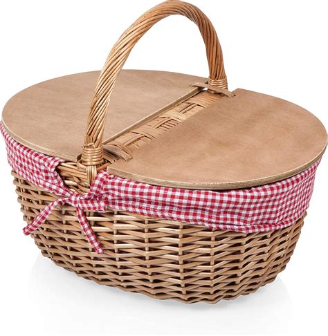 Picnic Time Country Picnic Basket With Redwhite Gingham Liner