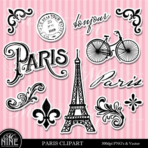 Paris Sticker Clip Art Parisian Clipart Downloads Paris Etsy Hong