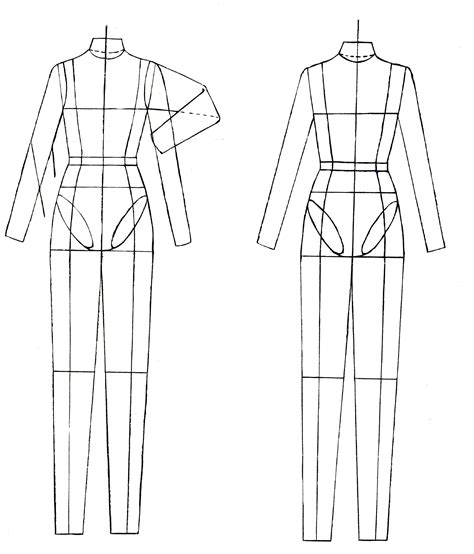 The Front And Back View Of A Womans Jumpsuit With Measurements Drawn