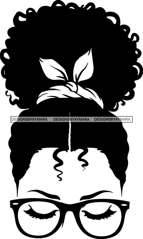 afro girl babe sexy glasses bow up do hair style b w svg cutting files designsbyaymara