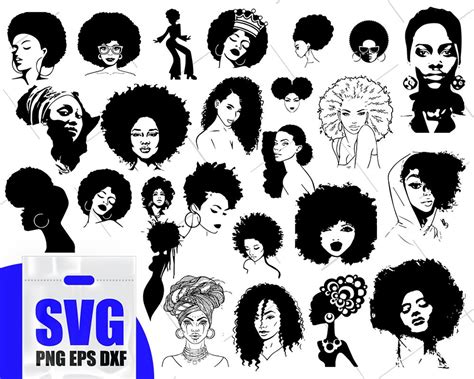 Afro Woman Svg Bundle Black Woman Svg African American Woman Etsy Black Women Art Black Art