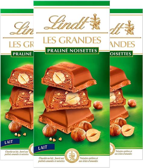 Lindt Tablette Pralinés Noisettes LES GRANDES Chocolat au Lait g Lot de Amazon fr