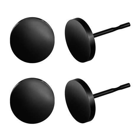 Beadnova Dot Circle Earrings Flat Dot Studs Black Circle Studs For Men